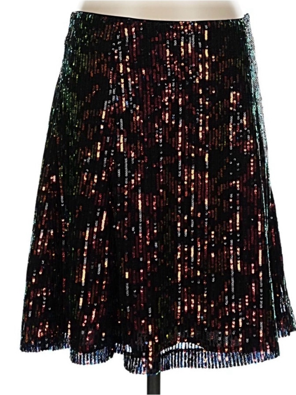NWT Anne Taylor LOFT rainbow Sequin A-Line Women's Skirt 4